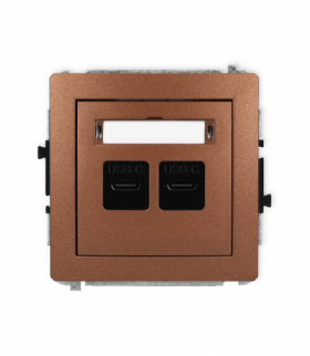 DECO Mechanizm gniazda podwójnego 2xUSB C-C brązowy metalik Karlik 9DGUSB-8