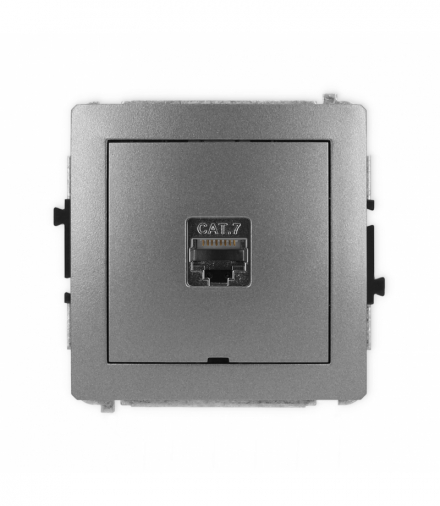 DECO Mechanizm gniazda komputerowego pojedynczego 1xRJ45, kat. 7, ekranowane, 8-stykowy, bez pola opisowego grafitowy Karlik 11DGKBO-9