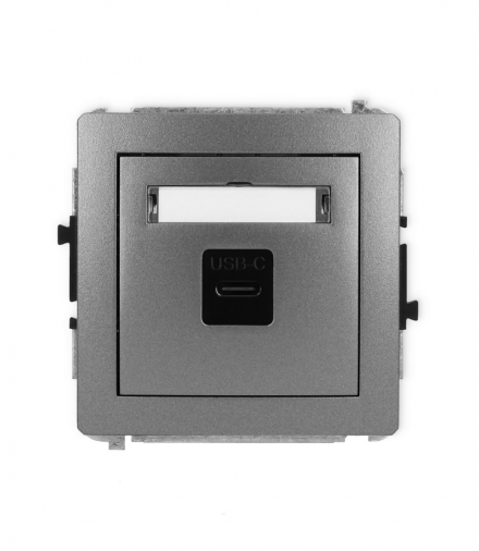 DECO Mechanizm gniazda pojedynczego 1xUSB C-C grafitowy Karlik 11DGUSB-7