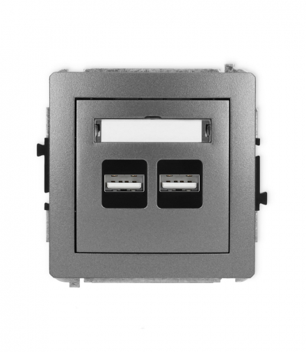 DECO Mechanizm ładowarki USB podwójnej, 5V, 3.1A grafitowy Karlik 11DCUSB-6