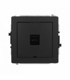 DECO Mechanizm gniazda pojedynczego 1xUSB C-C, bez pola opisowego czarny mat Karlik 12DGUSBBO-7