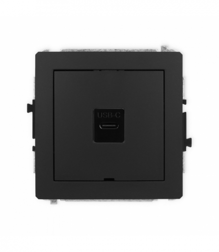 DECO Mechanizm gniazda pojedynczego 1xUSB C-C, bez pola opisowego czarny mat Karlik 12DGUSBBO-7