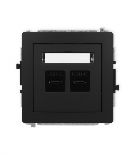 DECO Mechanizm gniazda podwójnego 2xUSB C-C czarny mat Karlik 12DGUSB-8