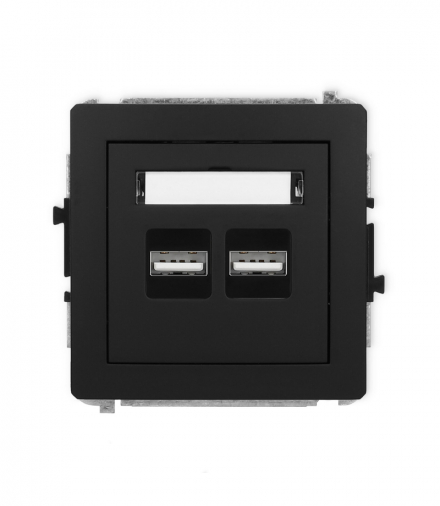DECO Mechanizm ładowarki USB podwójnej, 5V, 3.1A czarny mat Karlik 12DCUSB-6