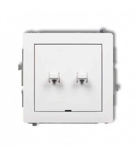 DECO Mechanizm łącznika jednobiegunowego ze schodowym w stylu amerykańskim (dwa klawisze bez piktogramów, wspólne zasilanie) biały mat Karlik 25DWPUS-10.11