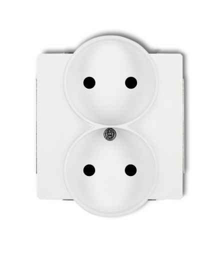DECO Mechanizm gniazda podwójnego do ramki z uziemieniem 2x(2P+Z) (przesłony torów prądowych) biały mat Karlik 25DGPR-2zp