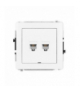 DECO Mechanizm gniazda telefonicznego podwójnego 2xRJ11, 4-stykowy, beznarzędziowe, bez pola opisowego biały mat Karlik 25DGTBO-2