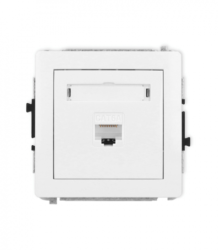 DECO Mechanizm gniazda komputerowego pojedynczego 1xRJ45, kat. 6A, 8-stykowy biały mat Karlik 25DGK-7