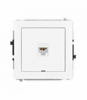 DECO Mechanizm gniazda komputerowego pojedynczego 1xRJ45, kat. 6A, 8-stykowy, bez pola opisowego biały mat Karlik 25DGKBO-7