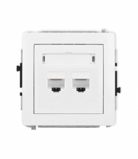 DECO Mechanizm gniazda komputerowego podwójnego 2xRJ45, kat. 6A, 8-stykowy biały mat Karlik 25DGK-8