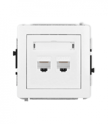 DECO Mechanizm gniazda komputerowego podwójnego 2xRJ45, kat. 6A, 8-stykowy biały mat Karlik 25DGK-8