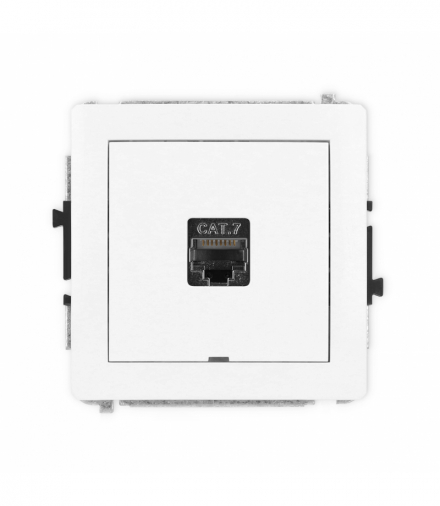 DECO Mechanizm gniazda komputerowego pojedynczego 1xRJ45, kat. 7, ekranowane, 8-stykowy, bez pola opisowego biały mat Karlik 25DGKBO-9