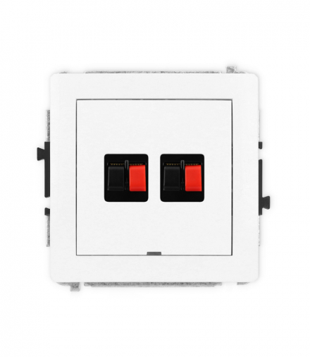 DECO Mechanizm gniazda głośnikowego podwójnego, bez pola opisowego biały mat Karlik 25DGGBO-2