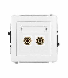 DECO Mechanizm gniazda głośnikowego pojedynczego (typu banan - czerwony i czarny, pozłacany, 4 mm2, do lutowania) biały mat Karlik 25DGG-3