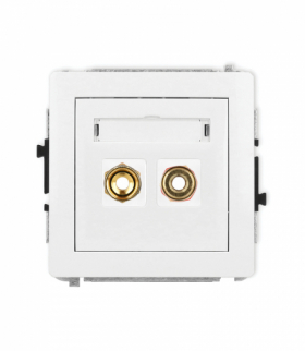 DECO Mechanizm gniazda głośnikowego pojedynczego (typu banan - czerwony i czarny, pozłacany, 4 mm2, skręcany) biały mat Karlik 25DGG-4