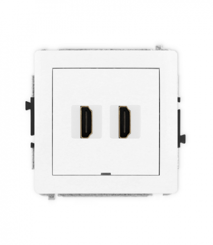 DECO Mechanizm gniazda podwójnego HDMI 2.0, bez pola opisowego biały mat Karlik 25DHDMIBO-4