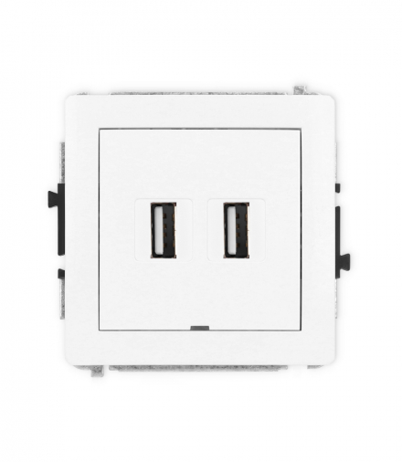 DECO Mechanizm gniazda podwójnego 2xUSB A-A 2.0, bez pola opisowego biały mat Karlik 25DGUSBBO-2
