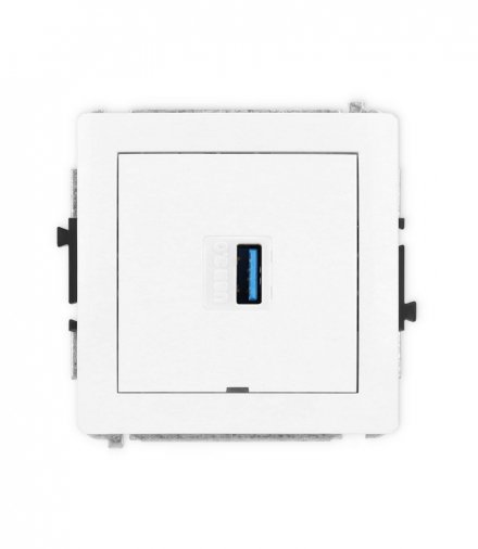 DECO Mechanizm gniazda pojedynczego USB A-A 3.0, bez pola opisowego biały mat Karlik 25DGUSBBO-5