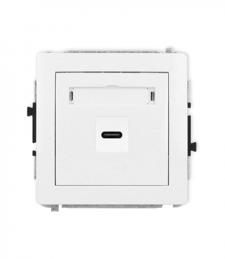 DECO Mechanizm gniazda pojedynczego 1xUSB C-C biały mat Karlik 25DGUSB-7