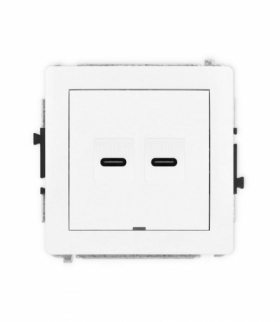 DECO Mechanizm gniazda podwójnego 2xUSB C-C, bez pola opisowego biały mat Karlik 25DGUSBBO-8