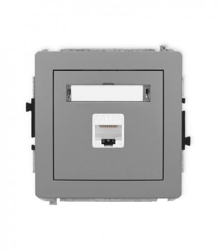 DECO Mechanizm gniazda komputerowego pojedynczego 1xRJ45, kat. 6A, 8-stykowy szary mat Karlik 27DGK-7