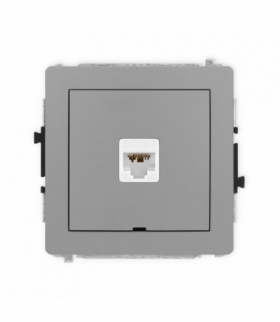 DECO Mechanizm gniazda komputerowego pojedynczego 1xRJ45, kat. 6A, 8-stykowy, bez pola opisowego szary mat Karlik 27DGKBO-7