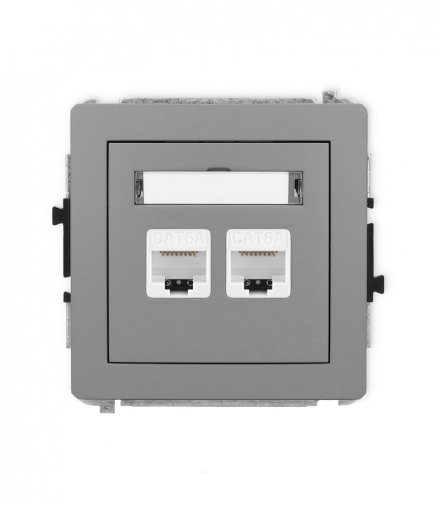 DECO Mechanizm gniazda komputerowego podwójnego 2xRJ45, kat. 6A, 8-stykowy szary mat Karlik 27DGK-8