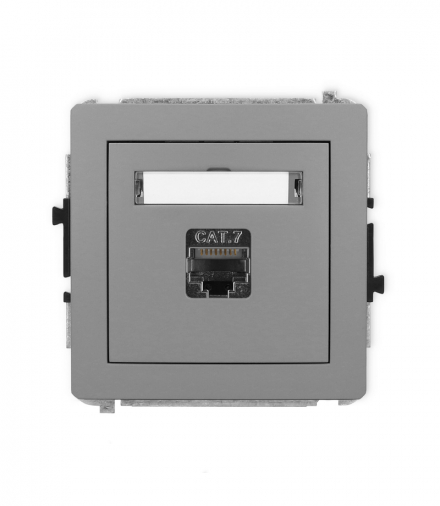 DECO Mechanizm gniazda komputerowego pojedynczego 1xRJ45, kat. 7, ekranowane, 8-stykowy szary mat Karlik 27DGK-9