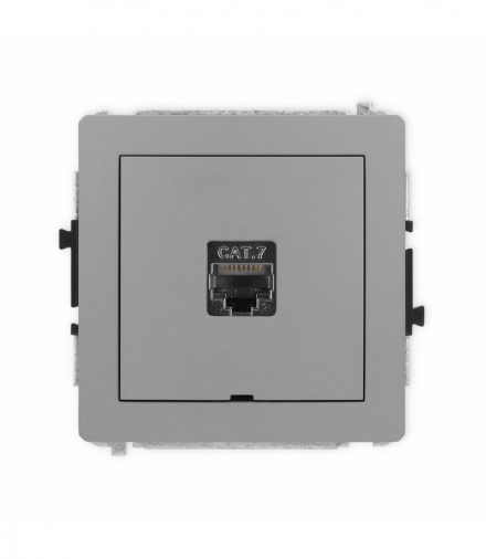DECO Mechanizm gniazda komputerowego pojedynczego 1xRJ45, kat. 7, ekranowane, 8-stykowy, bez pola opisowego szary mat Karlik 27DGKBO-9