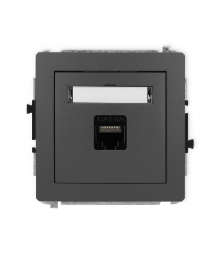 DECO Mechanizm gniazda komputerowego pojedynczego 1xRJ45, kat. 6A, 8-stykowy grafitowy mat Karlik 28DGK-7