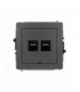 DECO Mechanizm gniazda komputerowego podwójnego 2xRJ45, kat. 6A, 8-stykowy, bez pola opisowego grafitowy mat Karlik 28DGKBO-8
