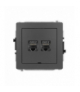 DECO Mechanizm gniazda komputerowego podwójnego 2xRJ45, kat. 7, ekranowane, 8-stykowy, bez pola opisowego grafitowy mat Karlik 28DGKBO-10