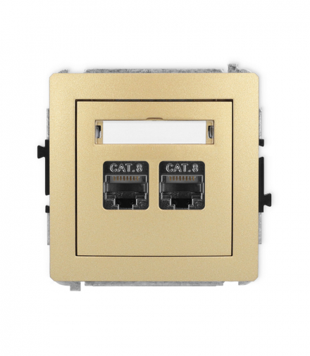 DECO Mechanizm gniazda komputerowego podwójnego 2xRJ45, kat. 8, ekranowane, 8-stykowy złoty Karlik 29DGK-12