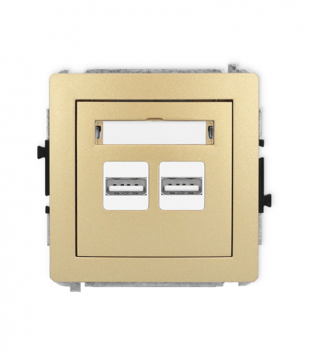 DECO Mechanizm ładowarki USB podwójnej, 5V, 3.1A złoty Karlik 29DCUSB-6