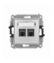 MINI Mechanizm gniazda komputerowego podwójnego 2xRJ45, kat. 7, ekranowane, 8-stykowy Srebrny Karlik 7MGK-10
