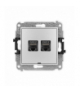 MINI Mechanizm gniazda komputerowego podwójnego 2xRJ45, kat. 7, ekranowane, 8-stykowy, bez pola opisowego Srebrny Karlik 7MGKBO-10