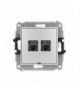 MINI Mechanizm gniazda komputerowego podwójnego 2xRJ45, kat. 8, ekranowane, 8-stykowy, bez pola opisowego Srebrny Karlik 7MGKBO-12