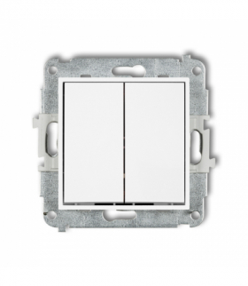 MINI Mechanizm łącznika zwiernego, świecznikowego (dwa klawisze bez piktogramów, wspólne zasilanie) biały mat Karlik 25MWP-44.1