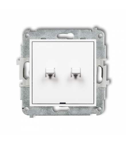 MINI Mechanizm łącznika zwiernego, dwubiegunowego (dwa klawisze bez piktogramów, osobne zasilanie) w stylu amerykańskim biały mat Karlik 25MWPUS-44.2