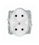 MINI Mechanizm gniazda podwójnego do ramki bez uziemienia 2x2P (przesłony torów prądowych) biały mat Karlik 25MGPR-2p