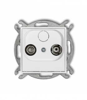 MINI Mechanizm gniazda abonenckiego RTV przelotowego 15dB biały mat Karlik 25MG15P