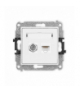 MINI Mechanizm gniazda antenowego poj. typu F (SAT) + gniazda komp. poj. 1xRJ45, kat. 5e, 8-stykowy biały mat Karlik 25MGFK-1