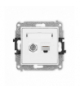 MINI Mechanizm gniazda antenowego poj. typu F (SAT) + gniazda komp. poj. 1xRJ45, kat. 6, 8-stykowy biały mat Karlik 25MGFK-3
