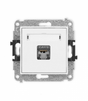 MINI Mechanizm gniazda komputerowego pojedynczego 1xRJ45, kat. 6, ekranowane, 8-stykowy biały mat Karlik 25MGK-5