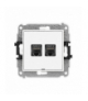 MINI Mechanizm gniazda komputerowego podwójnego 2xRJ45, kat. 7, ekranowane, 8-stykowy, bez pola opisowego biały mat Karlik 25MGKBO-10