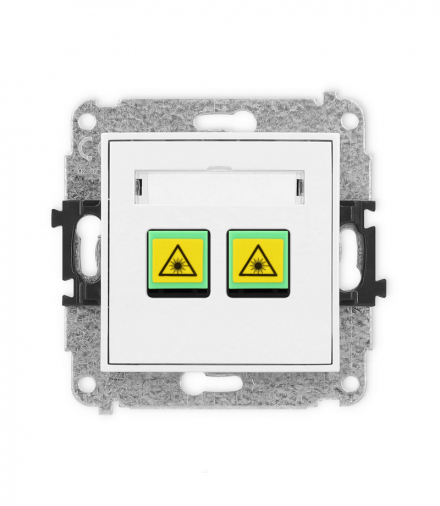MINI Mechanizm gniazda światłowodowego/optycznego podwójnego biały mat Karlik 25MGOP-2