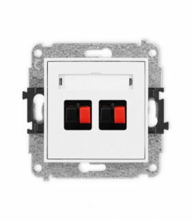 MINI Mechanizm gniazda głośnikowego podwójnego biały mat Karlik 25MGG-2