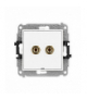 MINI Mechanizm gniazda głośnikowego pojedynczego, bez pola opisowego (typu banan - czerwony i czarny, pozłacany, 4 mm2, do lutowania) biały mat Karlik 25MGGBO-3