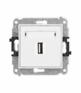 MINI Mechanizm gniazda pojedynczego USB A-A 2.0 biały mat Karlik 25MGUSB-1
