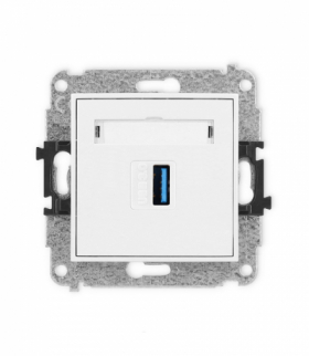 MINI Mechamizm gniazda pojedynczego USB A-A 3.0 biały mat Karlik 25MGUSB-5